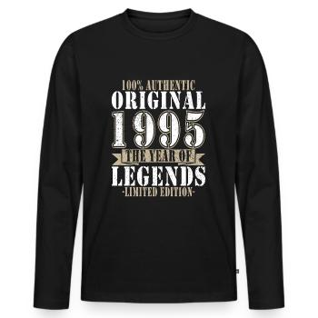Légende du millésime 1995 - T-shirt manches longues Premium bio Homme - noir - Devant - Nico (187cm)