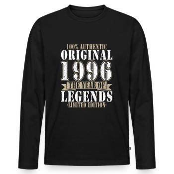 Legende 1996 - Jahrgang 1996 - Baujahr 1996 - Männer Premium Bio Langarmshirt - Schwarz - Vorne - Nico (187cm)