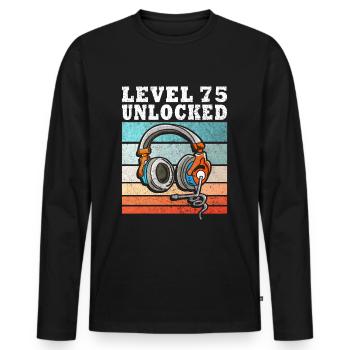 Level 75 Freigeschaltet - Männer Premium Bio Langarmshirt - Schwarz - Vorne - Nico (187cm)