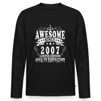 Limited Edition 2007 Birthday Vintage 2007 - Men's Premium Organic Long Sleeve Shirt - black - Front - Nico (187cm)