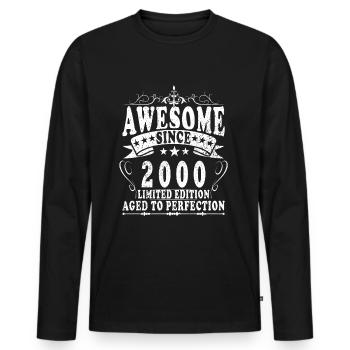 Vintage 2000 Born Birthday Gift - Men's Premium Organic Long Sleeve Shirt - black - Front - Nico (187cm)