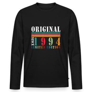 30e anniversaire Vintage 1994 30 ans cadeau - T-shirt manches longues Premium bio Homme - noir - Devant - Nico (187cm)