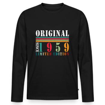 1959 65ème anniversaire Cadeaux 65 ans Hommes - T-shirt manches longues Premium bio Homme - noir - Devant - Nico (187cm)