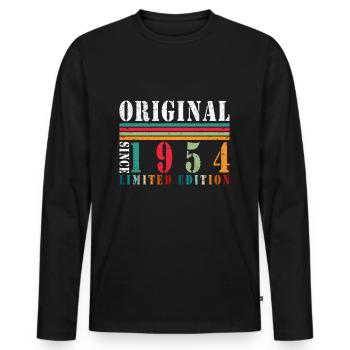 70th Birthday Born in 1954 70 Years - Men's Premium Organic Long Sleeve Shirt - black - Front - Nico (187cm)