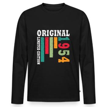 Vintage 1954 Anniversaire Rétro 1954 - T-shirt manches longues Premium bio Homme - noir - Devant - Nico (187cm)