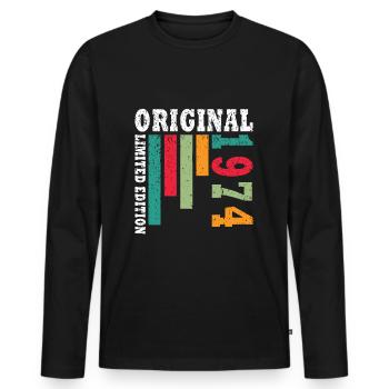 Vintage 1974 rétro naissance année cadeau d’anniversaire - T-shirt manches longues Premium bio Homme - noir - Devant - Nico (187cm)