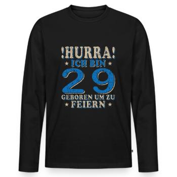 Jahrgang 29 Jahre - Geburtstagsgeschenk 29 Jahre - Männer Premium Bio Langarmshirt - Schwarz - Vorne - Nico (187cm)