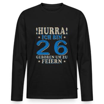 26. Geburtstag 26 Jähriger 26 Jahre - Männer Premium Bio Langarmshirt - Schwarz - Vorne - Nico (187cm)