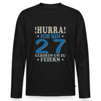 27ter 27 Jahre 27. Geburtstag Geschenk - Männer Premium Bio Langarmshirt - Schwarz - Vorne - Nico (187cm)