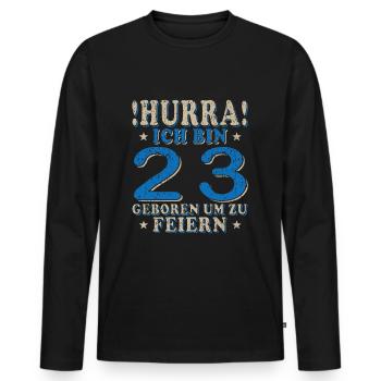 23 Krone 23. Geburtstag 23 Jahre - Männer Premium Bio Langarmshirt - Schwarz - Vorne - Nico (187cm)