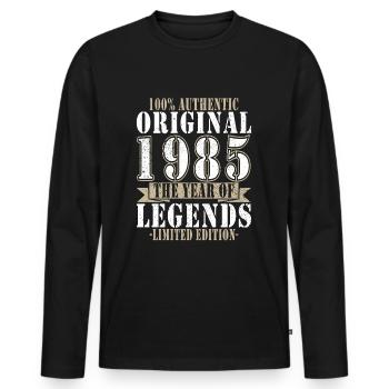Légende 1985 Anniversaire Année de naissance 1985 Hommes - T-shirt manches longues Premium bio Homme - noir - Devant - Nico (187cm)