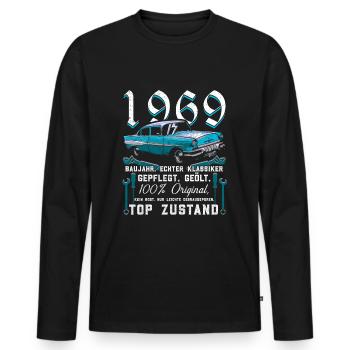 Oldtimer 1969 55. Geburtstag Geschenk Herren - Männer Premium Bio Langarmshirt - Schwarz - Vorne - Nico (187cm)