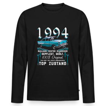 30. Geburtstag Mann Oldtimer Jahrgang 1994 - Männer Premium Bio Langarmshirt - Schwarz - Vorne - Nico (187cm)