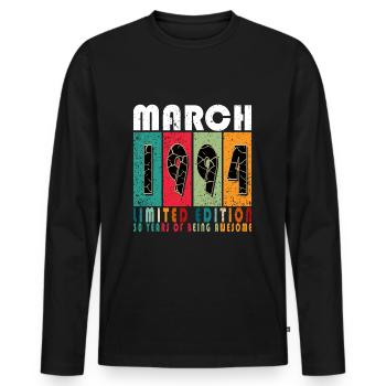 Mars 1994 cadeau d’anniversaire. Mars 1994. - T-shirt manches longues Premium bio Homme - noir - Devant - Nico (187cm)