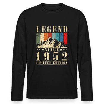 1952 Geburtstagsgeschenk, Legenden geboren 1952 - Männer Premium Bio Langarmshirt - Schwarz - Vorne - Nico (187cm)