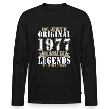 Legend 1977 Birthday Year of birth 1977 Men - Men's Premium Organic Long Sleeve Shirt - black - Front - Nico (187cm)