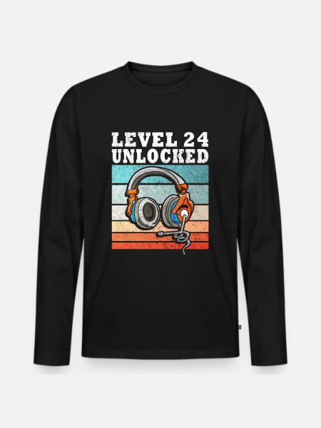 Level 24 Unlocked - Men's Premium Organic Long Sleeve Shirt - black