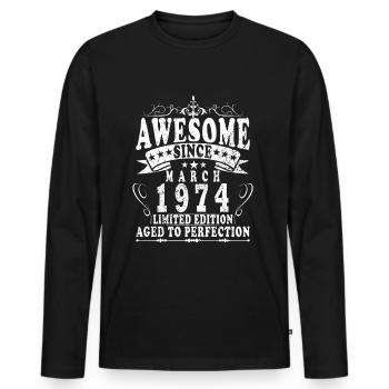 Légende 50 ans 1974 Mars 50 anniversaire - T-shirt manches longues Premium bio Homme - noir - Devant - Nico (187cm)