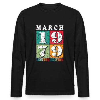 45 years old Year of birth 1979 Born March 1979 - Men's Premium Organic Long Sleeve Shirt - black - Front - Nico (187cm)