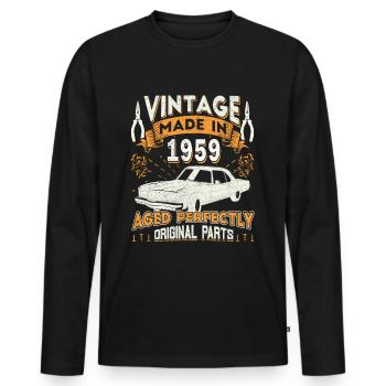Vintage 1959 Birthday Retro 1959 - Men's Premium Organic Long Sleeve Shirt - black - Front - Nico (187cm)