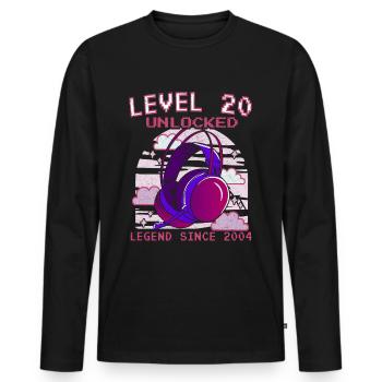 20. Geburtstag Level 20 Complete Jahrgang 2004 - Männer Premium Bio Langarmshirt - Schwarz - Vorne - Nico (187cm)