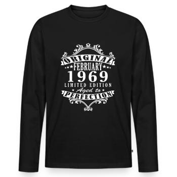 55 ans Année de naissance 1969 Né en février 1969 - T-shirt manches longues Premium bio Homme - noir - Devant - Nico (187cm)