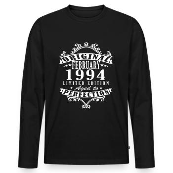 Février 1994, 30e anniversaire 1994 30 février - T-shirt manches longues Premium bio Homme - noir - Devant - Nico (187cm)