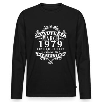45 years old Year of birth 1979 Born March 1979 - Men's Premium Organic Long Sleeve Shirt - black - Front - Nico (187cm)