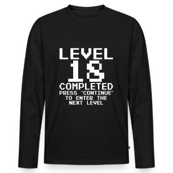 18 Geburtstag Gamer Level 18 completed Geschenk - Männer Premium Bio Langarmshirt - Schwarz - Vorne - Nico (187cm)