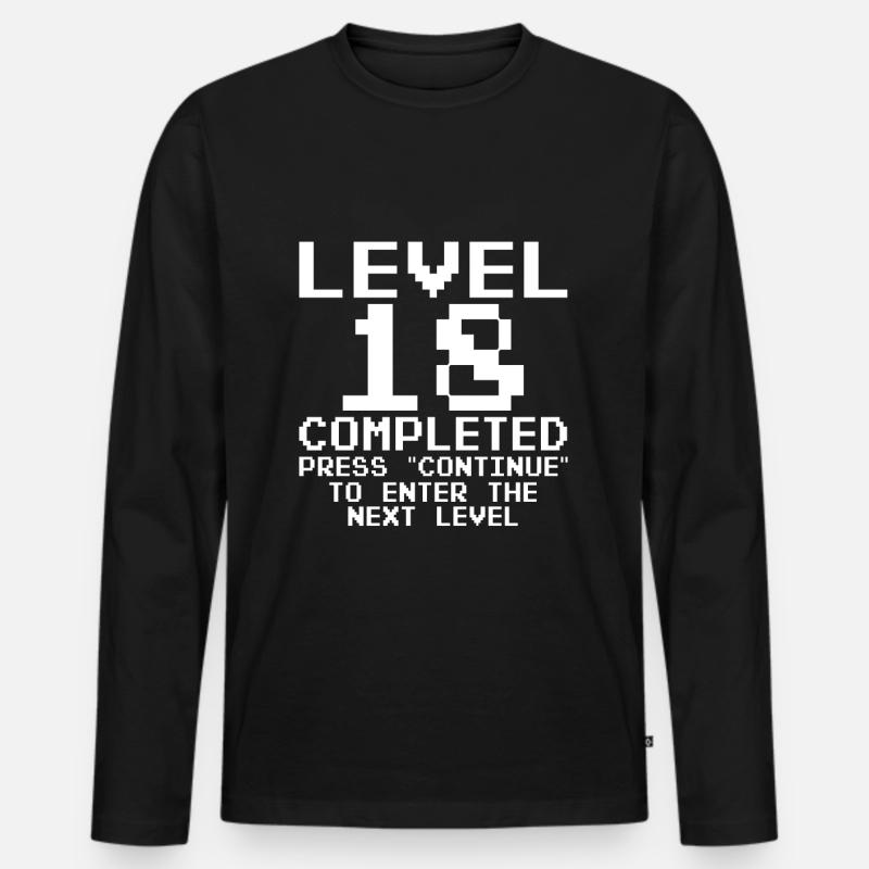 18 Geburtstag Gamer Level 18 completed Geschenk - Männer Premium Bio Langarmshirt - Schwarz