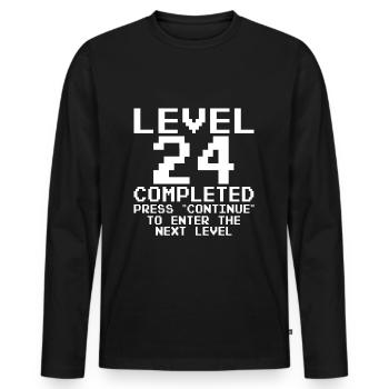 24. Geburtstag Gamer Level 24 Complete 24 Jahre - Männer Premium Bio Langarmshirt - Schwarz - Vorne - Nico (187cm)