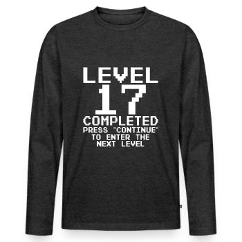 Level 17 Complete - Männer Premium Bio Langarmshirt - Anthrazit meliert - Vorne - Nico (187cm)