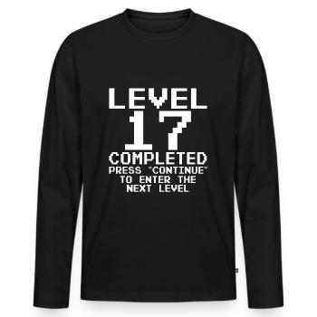 Level 17 Complete - Men's Premium Organic Long Sleeve Shirt - black - Front - Nico (187cm)