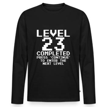 23rd Birthday Gamer Level 23 Complete 23 Years - Men's Premium Organic Long Sleeve Shirt - black - Front - Nico (187cm)