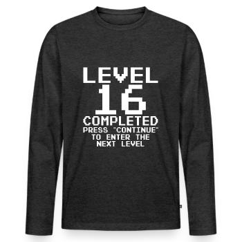 Level 16 Complete Gamer 16 Jahre Zocker - Männer Premium Bio Langarmshirt - Anthrazit meliert - Vorne - Nico (187cm)