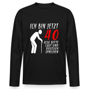 40er Geburtstag Mann | Ich bin 40 Geburtstag - Männer Premium Bio Langarmshirt - Schwarz - Vorne - Nico (187cm)