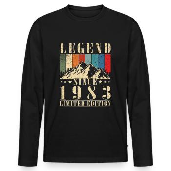 Anniversaire 1983 Millésime 1983 Anniversaire 1983 - T-shirt manches longues Premium bio Homme - noir - Devant - Nico (187cm)