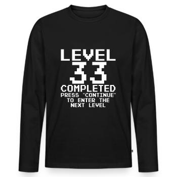 Gaming Geburtstag 33 Jahre Level 33 Complete - Männer Premium Bio Langarmshirt - Schwarz - Vorne - Nico (187cm)