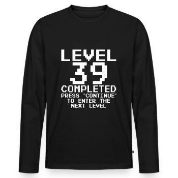 39 Jahre - 39. Geburtstag Level 39 Complete Design - Männer Premium Bio Langarmshirt - Schwarz - Vorne - Nico (187cm)