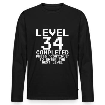 34th Birthday Level 34 Complete - Men's Premium Organic Long Sleeve Shirt - black - Front - Nico (187cm)