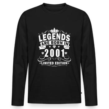 Millésime 2001 Anniversaire Rétro 2001 - T-shirt manches longues Premium bio Homme - noir - Devant - Nico (187cm)