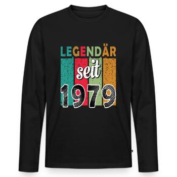 Legendär seit 1979 - Männer Premium Bio Langarmshirt - Schwarz - Vorne - Nico (187cm)