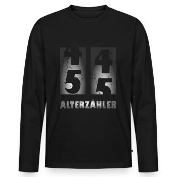 Alterzähler 55 Jahre - 55. Geburtstag - Männer Premium Bio Langarmshirt - Schwarz - Vorne - Nico (187cm)
