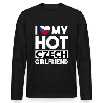 J’aime ma copine tchèque chaude - T-shirt manches longues Premium bio Homme - noir - Devant - Nico (187cm)