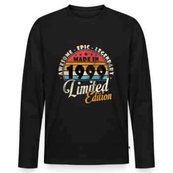 Vintage Made in 1999 Year of birth 1999 Birthday - Men's Premium Organic Long Sleeve Shirt - black - Front - Nico (187cm)