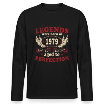 Legend 1979 Birthday Legendary since 1979 - Men's Premium Organic Long Sleeve Shirt - black - Front - Nico (187cm)