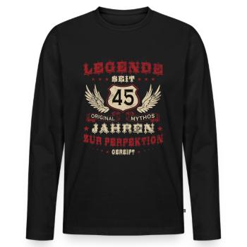 45 Geburtstag 45 Jahre Mann 45 jahre legende 45 - Männer Premium Bio Langarmshirt - Schwarz - Vorne - Nico (187cm)