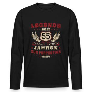 55 Geburtstag 55 Jahre Mann 55 jahre legende 55 - Männer Premium Bio Langarmshirt - Schwarz - Vorne - Nico (187cm)