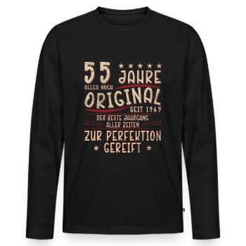 55 Geburtstag Legende Geburtstagsspruch 55 Jahre - Männer Premium Bio Langarmshirt - Schwarz - Vorne - Nico (187cm)