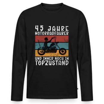 45 Geburtstag Motorradfahrer 45 Jahre Motorrad - Männer Premium Bio Langarmshirt - Schwarz - Vorne - Nico (187cm)